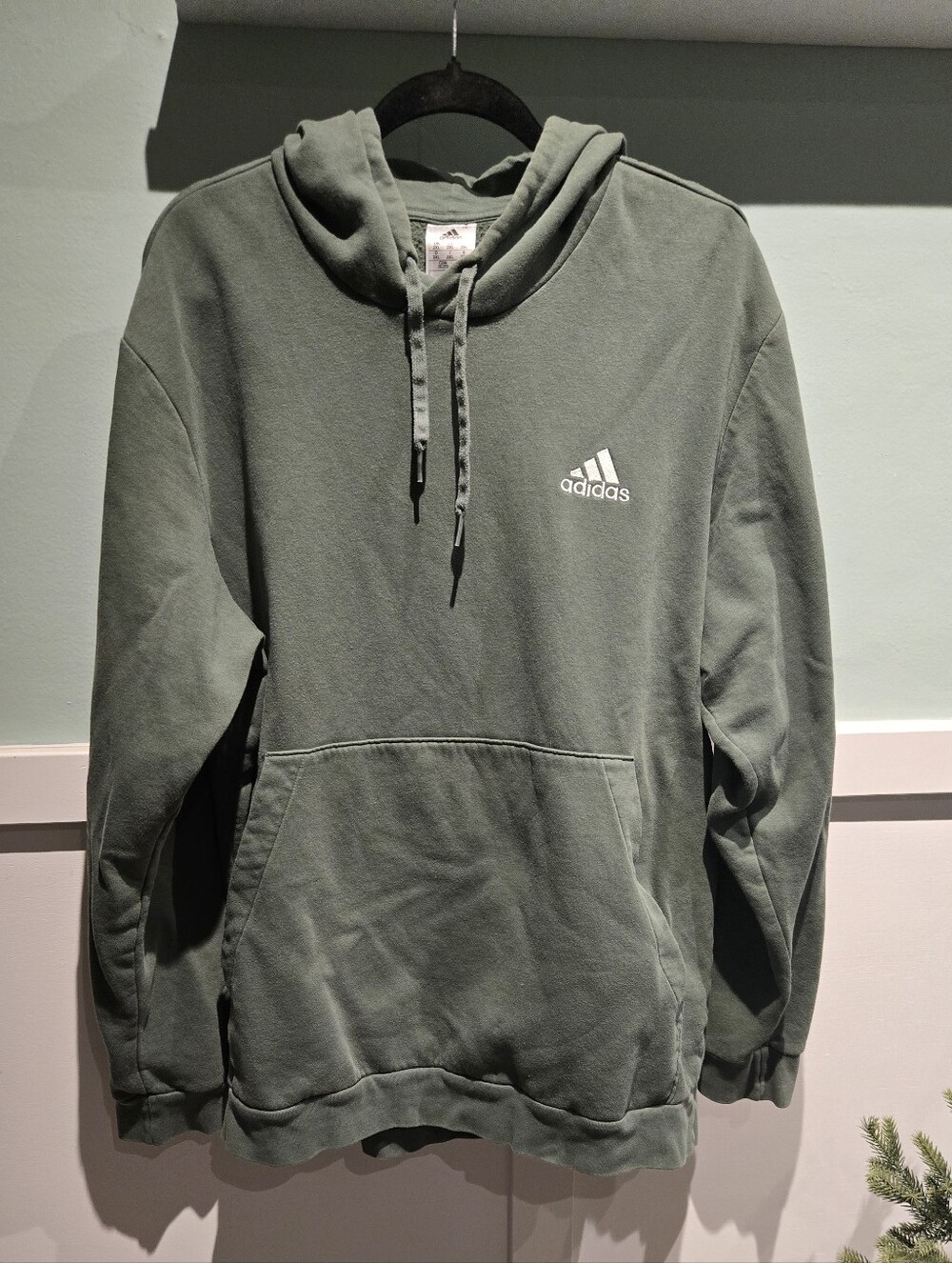 Adidas Men’s Hoodie - Sage Green Pullover